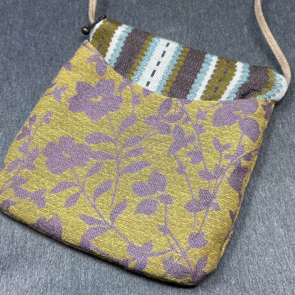 Maruca Small Crossbody Bag Purse Handmade Boulder Colorado Floral Stripe Fabric